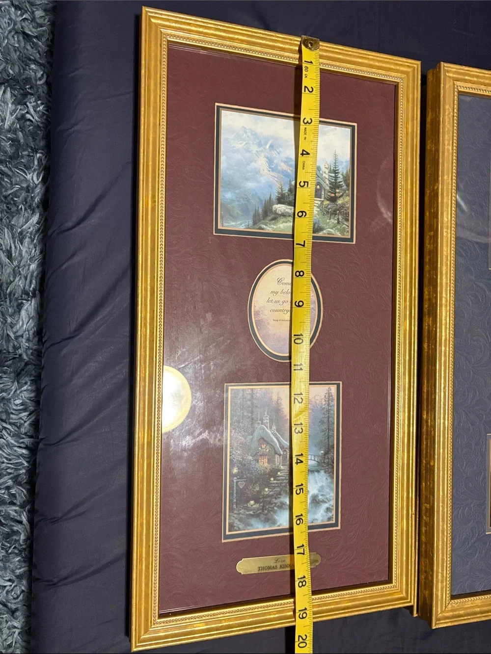 Thomas Kinkade Gold-Framed Double Print with Burgundy Mat and Blue Accents